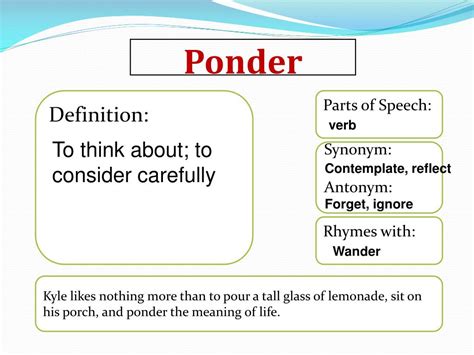 poinderine|contemplate meaning.